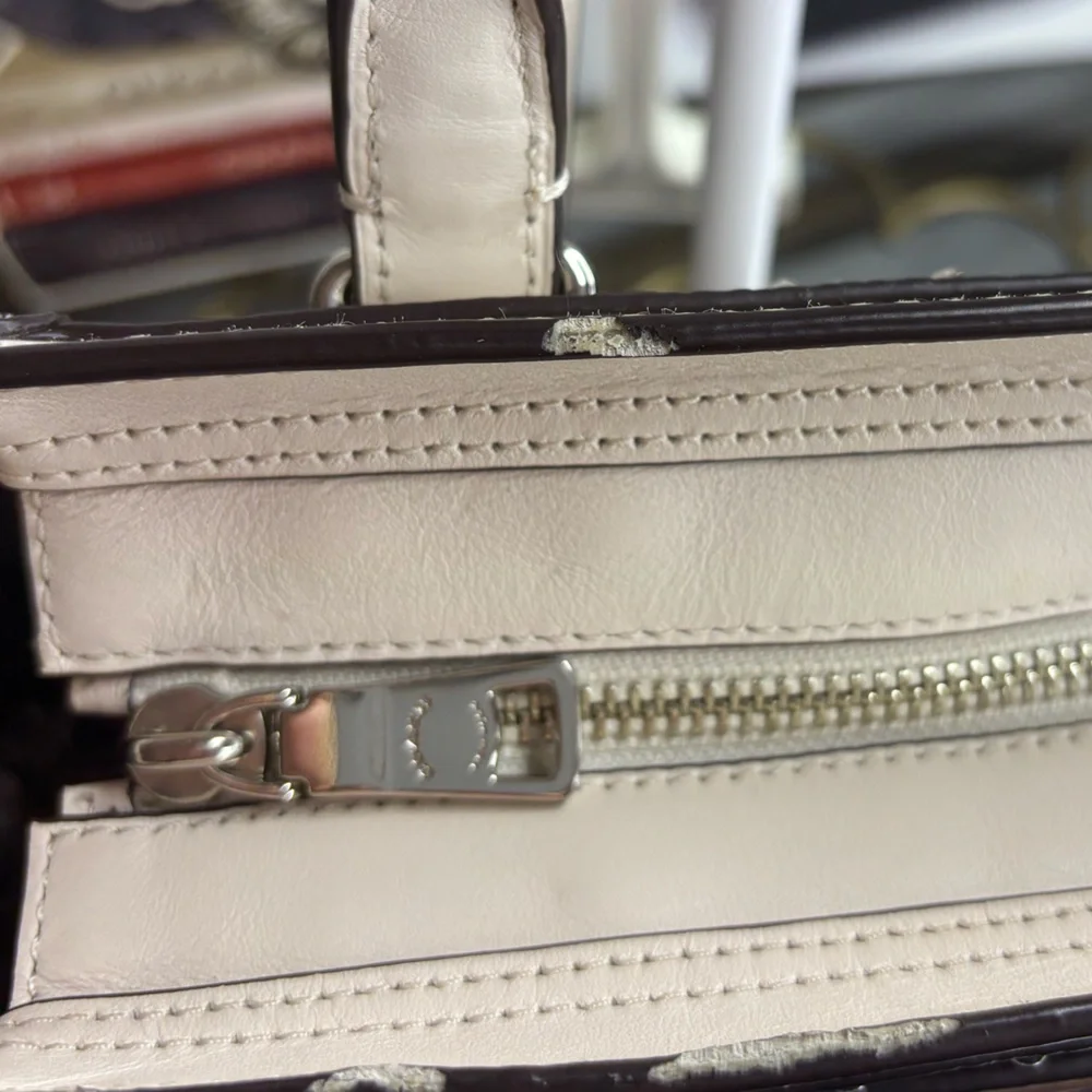 Coach Cream Studded Satchel with Matching Wallet